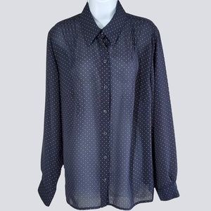 Emma James Navy Beige Dots Sheer Top